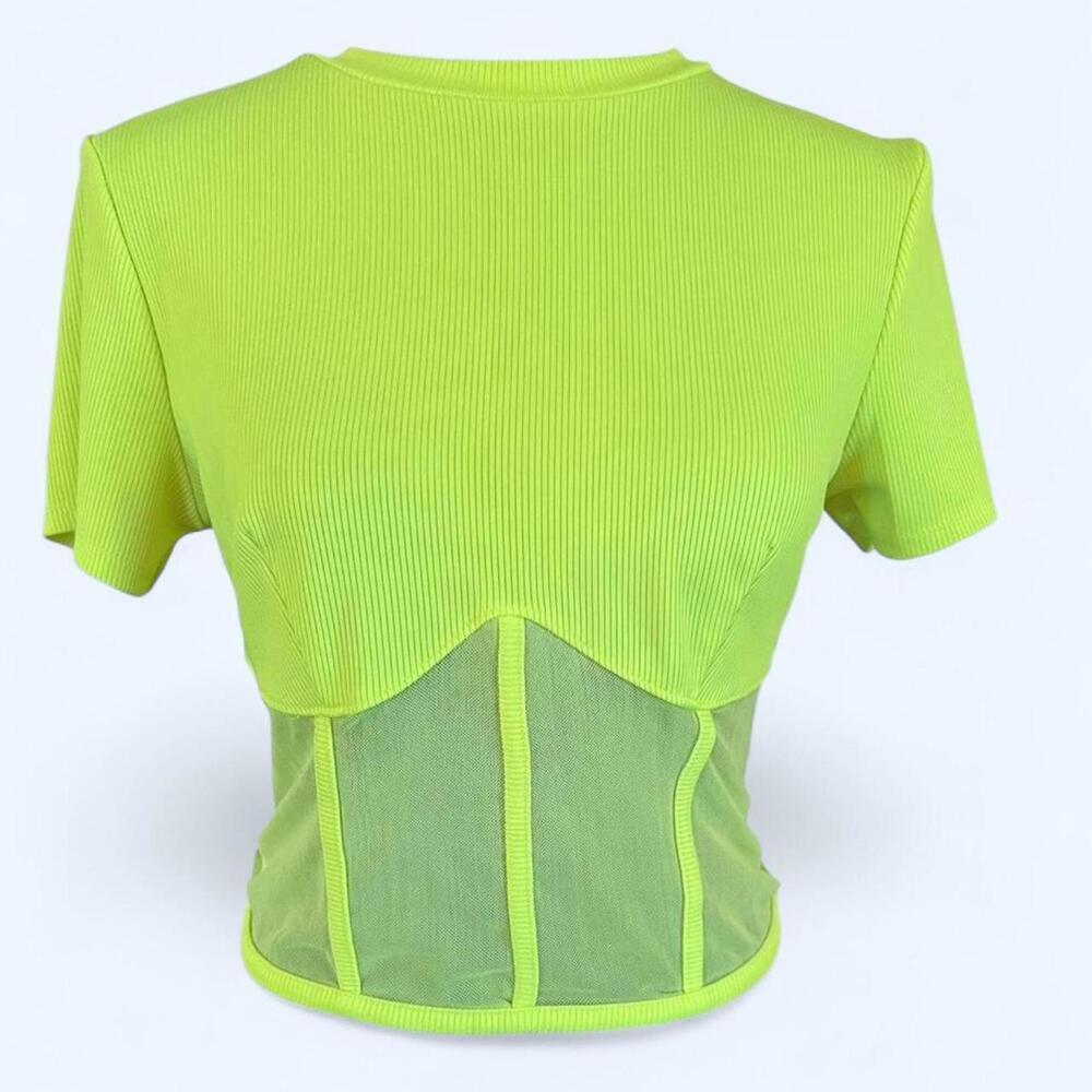 Vintage Y2K neon Love J top with mesh bottom Size Large